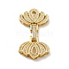 Brass Micro Pave Clear Cubic Zirconia Fold Over Clasps KK-G414-10G-1