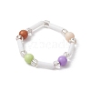 Round Acrylic & Glass Bugle Beads Stretch Rings for Women RJEW-JR00693-1