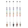 Chakra Synthetic & Natural Mixed Gemstone Pointed Dowsing Pendulums PALLOY-JF02608-02-1