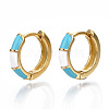 Brass Enamel Huggie Hoop Earrings EJEW-T014-10G-02-NF-1