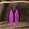 Bohemian Handmade Glass Seed Beads Tassel Dangle Earrings AE7424-1-2