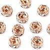 Brass Rhinestone Spacer Beads RB-YW0001-04B-01RG-1