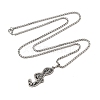 201 Stainless Steel Enamel Musical Note Pendant Box Chain Necklaces NJEW-M076-01P-01-2