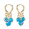 Evil Eye Lampwork Round Beads Dangle Hoop Earrings EJEW-JE04826-04-2