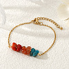 Bohemian Natural Apatite & Carnelian & Red Jasper Chips Link Bracelets CL1551-3-2