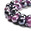 Electroplated Natural Fire Crackle Agate Round Beads Strands G-G0006-A02-07-4