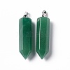 Natural Green Aventurine Double Terminated Pointed Pendants G-G926-01P-02-2
