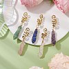 Wire Wrapped Natural Rose Quartz & Green Aventurine & Amethyst & Quartz Crystal & Lapis Lazuli & Alloy Braiding Hair Pendants Decoration Clips OHAR-JH00041-2