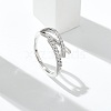 Letter X Shaped Clear Cubic Zirconia Cuff Rings RJEW-G337-09P-1