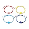 4Pcs 4 Colors Porcelain Braided Bead Anklets AJEW-AN00586-1