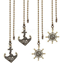 BENECREAT 4Pcs 2 Styles Tibetan Style Alloy Ceiling Fan Pull Chain Extenders AJEW-BC0003-51