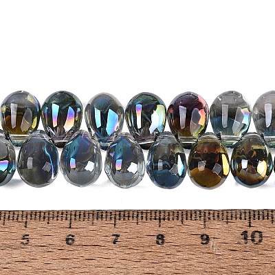 Electroplate Baking Paint Transparent Glass Beads Strands GL-N005-02A-C09-1