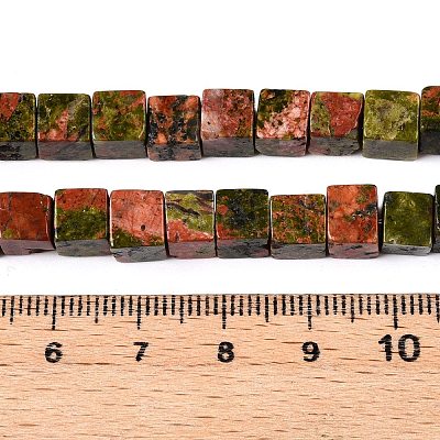 Natural Unakite Beads Strands X-G-T139-6x6-08A-1