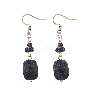 Synthetic Goldstone Rectangle Dangle Earrings EJEW-JE06601-03-1