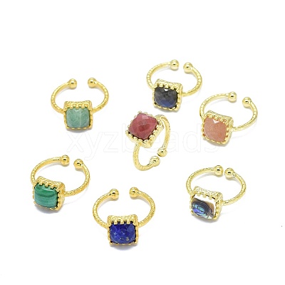 Adjustable Natural Gemstone Finger Rings RJEW-L089-13G-1