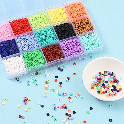 15 Colors Handmade Polymer Clay Beads CLAY-YW0001-48-1