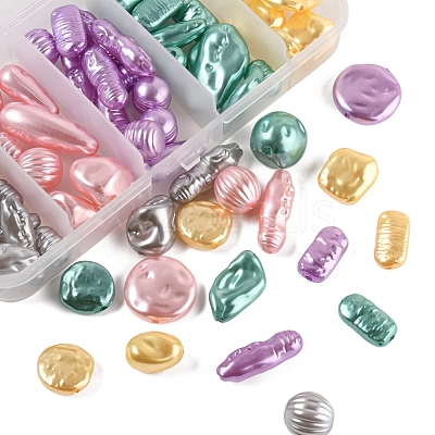 50g 5 Colors ABS Plastic Imitation Pearl Beads OACR-YW0001-24-1