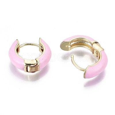 Brass Huggie Hoop Earrings LS-EJEW-S209-01E-1