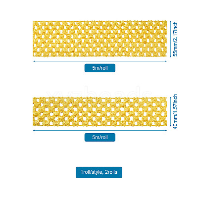 2 Rolls 2 Sizes Polyester Elastic Ribbon EW-TA0001-02B-1