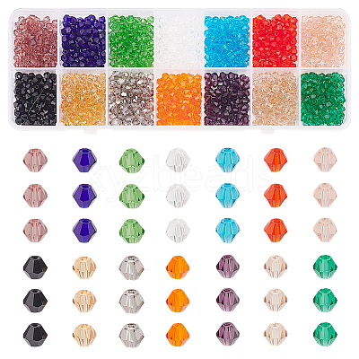 14 Strands 14 Colors Imitate Austrian Crystal Bicone Glass Beads Strands GLAA-GO0001-21-1