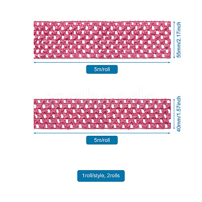 2 Rolls 2 Sizes Polyester Elastic Ribbon EW-TA0001-02D-1