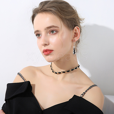 4 Pairs 4 Colors Glass Teardrop with Spiral Pattern Dangle Earring EJEW-FI0001-07-1
