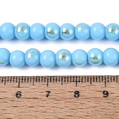 Electroplate Opaque Glass Beads Strands EGLA-Q132-6MM-01C-13-1