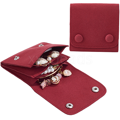 2Pcs Microfiber Cloth Jewelry Storage Bags with Brass Button ABAG-BBC0001-17A-01-1
