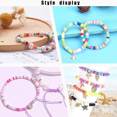 Flat Round Handmade Polymer Clay Beads CLAY-R067-8.0mm-07-1