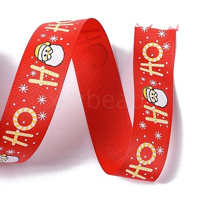 25 Yards Christmas Theme Printed Polyester Grosgrain Ribbon OCOR-C004-02D-1