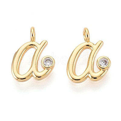 Brass Micro Pave Cubic Zirconia Charms KK-N263-97G-A-1