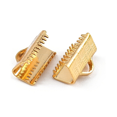 SHEGRACE Brass Ribbon Crimp Ends XGR0062G-57G-1