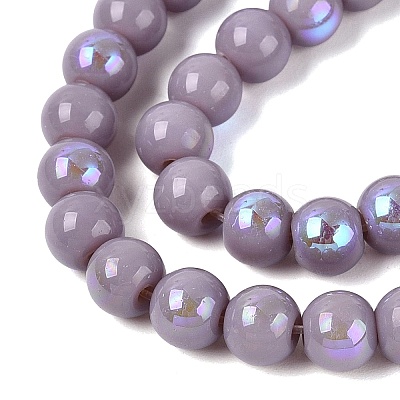 Electroplate Opaque Glass Beads Strands EGLA-Q132-6MM-01C-07-1