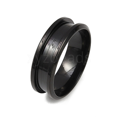 201 Stainless Steel Grooved Finger Ring Settings STAS-TAC0001-10E-B-1