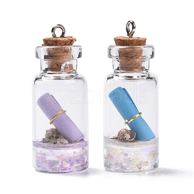 Glass Wishing Bottle Pendant Decorations GLAA-S181-02-1
