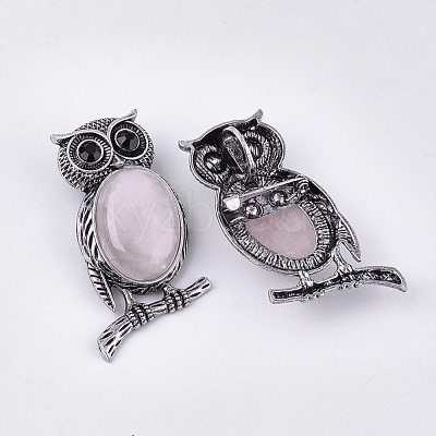 Natural Rose Quartz Brooches/Pendants G-S353-05I-1