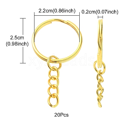 20Pcs Iron Split Key Rings IFIN-YW0003-01G-1