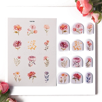 Flower Pattern Polymer Clay Earrings Water Transfer Paper PW-WG76974-01-1