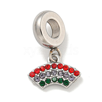 304 Stainless Steel Colorful Rhinestone European Dangle Charms STAS-U005-42P-1