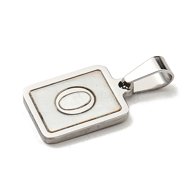 304 Stainless Steel Pave Natural White Shell Pendants STAS-S130-03P-O-1