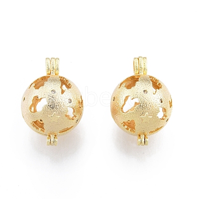 Brass Hollow Diffuser Locket Pendants KK-C006-27G-1
