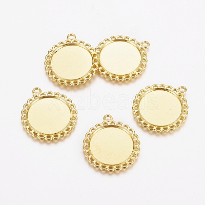 Tibetan Style Pendant Cabochon Settings TIBE-21668-G-RS-1