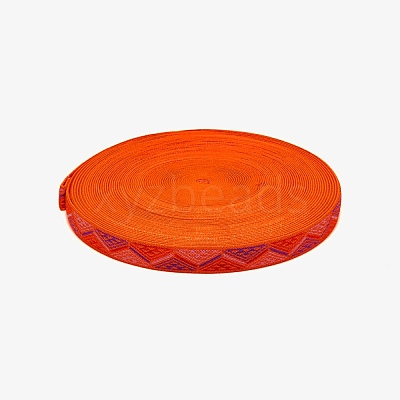 Ethnic Style Embroidery  Flat Polyester Elastic Cord/Band OCOR-WH0066-41B-1