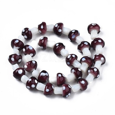 Mushroom Handmade Lampwork Beads Strands LAMP-R116-23-1