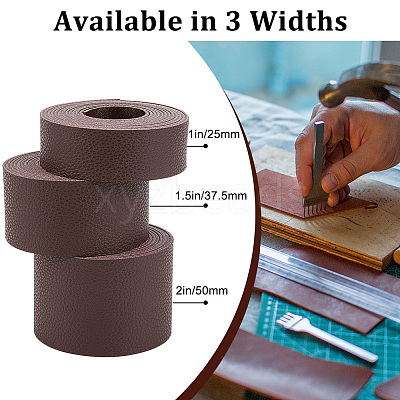2M Flat Single Face Lychee Pattern Imitation Leather Band LC-WH0010-02A-02-1