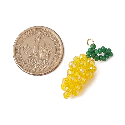 Handmade Glass Beaded Grape Pendants PALLOY-MZ00489-04-1