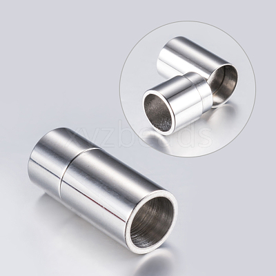Tarnish Resistant 304 Stainless Steel Magnetic Clasps with Glue-in Ends X-STAS-F132-55P-7mm-1