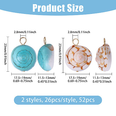 52Pcs 2 Styles Natural Shiva Eye Shell Pendants PALLOY-CA00035-1
