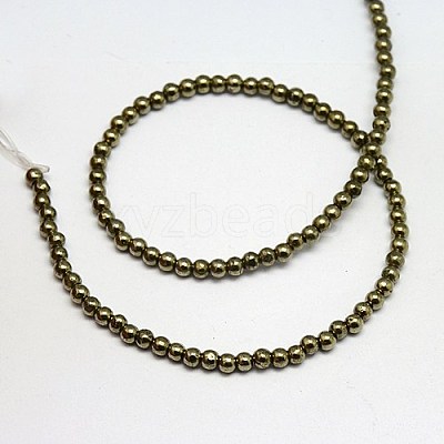 Natural Pyrite Beads Strands G-L031-3mm-01-1