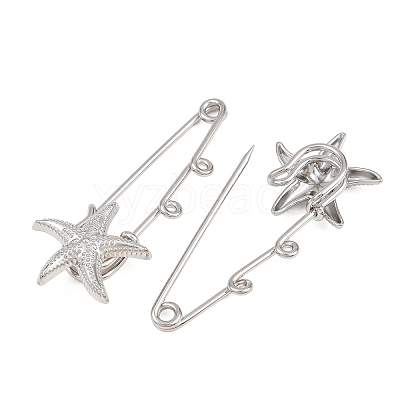 Starfish 304 Stainless Steel Safety Pins Brooch Findings SA-CBA098D-16C-P02-1